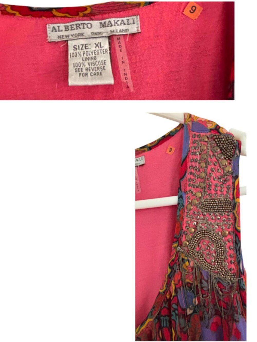 Alberto Malaki, XL, Boho Tunic Tank Top with Metal Embellishments - Picture 2 of 3